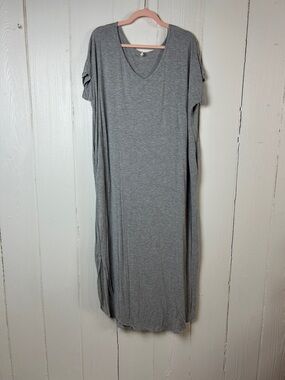 Pinkblush Gray V-Neck Maternity Maxi Dress Size L